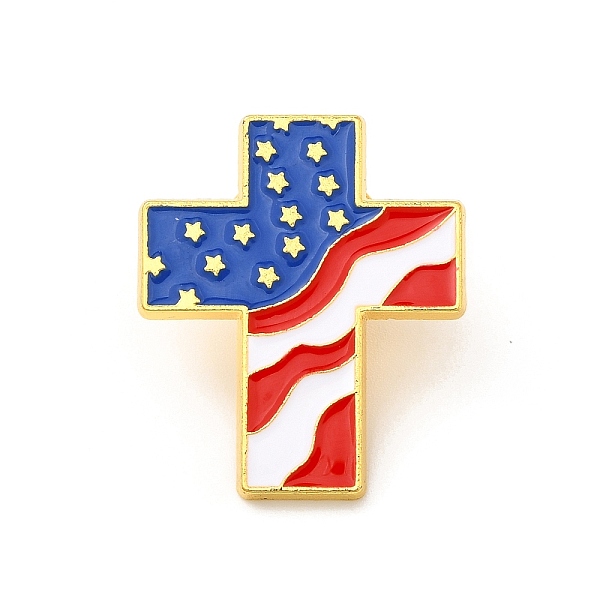 

PandaHall Cross Enamel Pin, Golden Alloy Badge for Backpack Clothes, Colorful, 25.5x21.5x1.5mm Alloy+Enamel Red