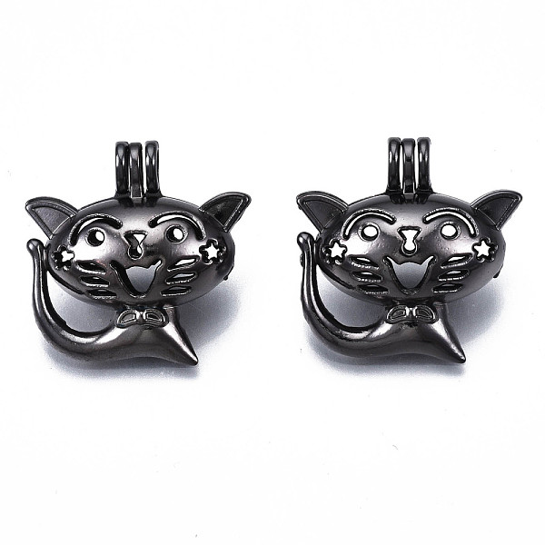 

PandaHall Alloy Locket Hollow Kitten Pendants, Cage Pendants, Cartoon Cat Shape, Gunmetal, 23.5x24x12mm, Hole: 3mm, inner measure: 18x10mm...