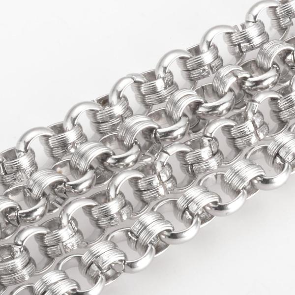 

PandaHall 304 Stainless Steel Textured Rolo Chains, Unwelded, Stainless Steel Color, 8mm 304 Stainless Steel