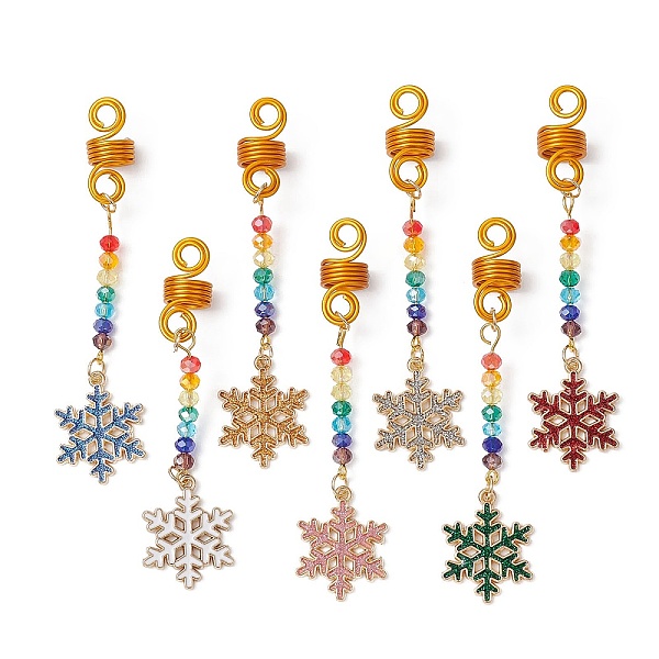 

PandaHall Alloy Enamel Dreadlocks Beads, Glass Bead Braiding Hair Pendants Decoration Clips, Snowfalke, Mixed Color, 83mm, 7pcs/set Alloy..., Multicolor