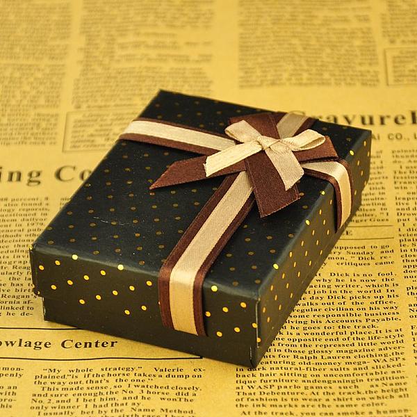 

PandaHall Rectangle Cardboard Jewelry Boxes, Velours inside, with Bowknot, Black, 95x70x30mm Paper Rectangle Black