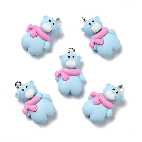 

PandaHall Opaque Resin Pendants, with Platinum Tone Iron Loops, Polar Bear, Light Sky Blue, 25.5x15x6.5mm, Hole: 2mm Iron+Resin Bear