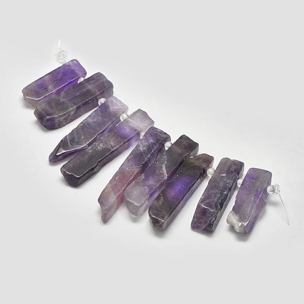 

PandaHall Natural Amethyst Graduated Beads Strands, Nuggets, 18~55x8~12x6.5~8mm, Hole: 2mm, about 8pcs/strand, 4.3 inch~4.7 inch(11~12cm)...