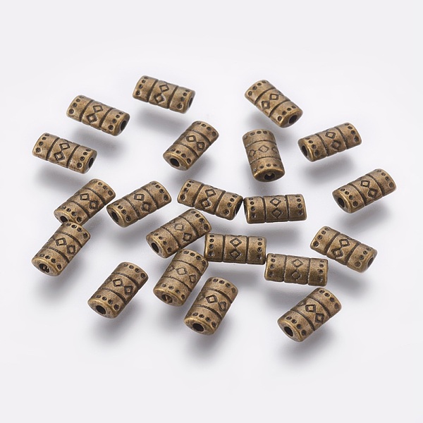 PandaHall Tibetan Style Alloy Beads, Tube, Lead Free & Nickel Free & Cadmium Free, Antique Bronze color, 9x5x3mm, Hole: 2mm Alloy Tube