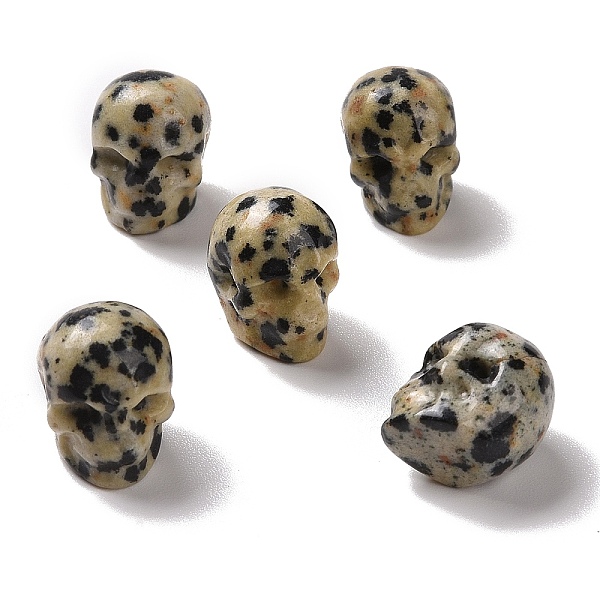 

PandaHall Natural Dalmatian Jasper Beads, Halloween Skull, 11~11.5x8.5~9x11~11.5mm, Hole: 0.9~1mm Dalmatian Jasper Skull