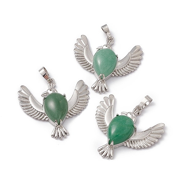 

PandaHall Natural Green Aventurine Pendants, Bird Charms, with Platinum Tone Brass Findings, Cadmium Free & Nickel Free & Lead Free...