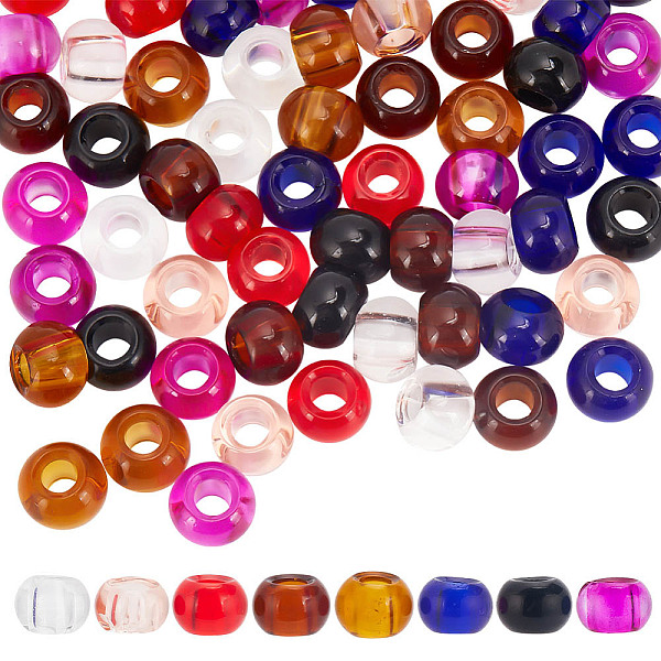

PandaHall arricraft 80 Pcs 15mm Smooth Glass Rondelle Beads, 8 Colors Round Big Hole European Crystal Beads Transparent Gemstone Round Ball..., Multicolor