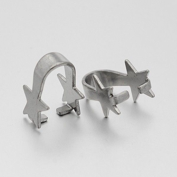 

PandaHall Star 304 Stainless Steel Snap on Bails, Stainless Steel Color, 15x11mm, Pin: 2x1mm 304 Stainless Steel