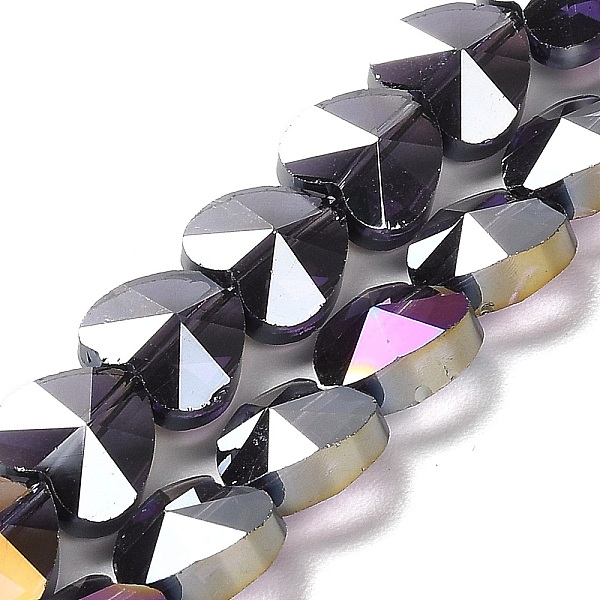 

PandaHall Electroplate Glass Beads Strands, Heart, Faceted, Indigo, 10x10x6mm, Hole: 1.2mm, about 78~80pcs/strand, 28.82~28.94''..., Purple