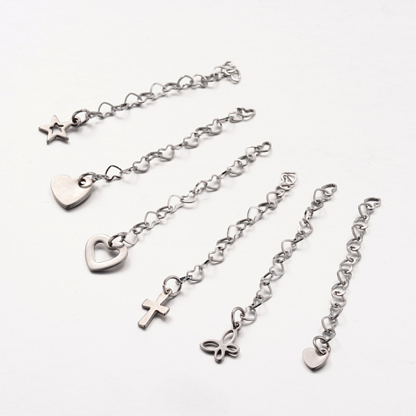 

PandaHall 304 Stainless Steel Heart Link Chain Extender, Stainless Steel Color, 52~61x3.5mm 304 Stainless Steel