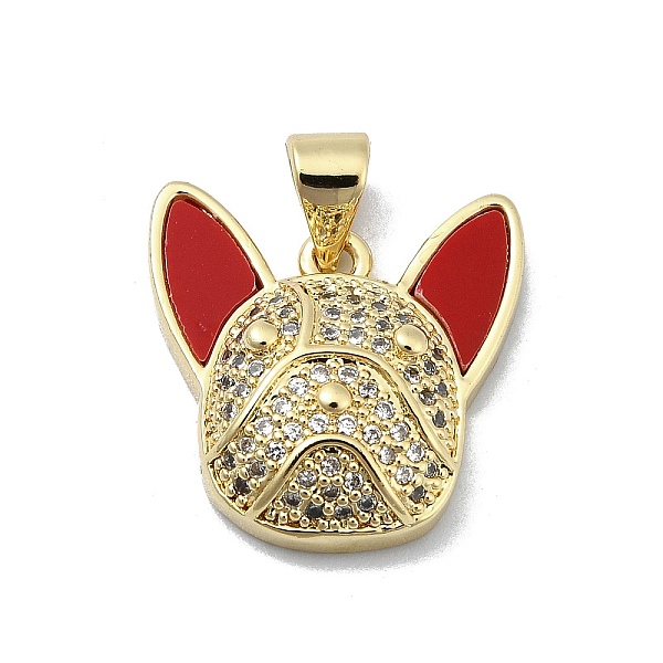 

PandaHall Brass Micro Pave Clear Cubic Zirconia Pendants, with Synthetic Turquoise, Real 18K Gold Plated, Dog, 17x17x5.5mm, Hole: 3.5x3.5mm..., Red