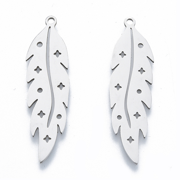 

PandaHall 201 Stainless Steel Pendants, Leaf Charm with Star, Stainless Steel Color, 38x10x1mm, Hole: 1.5mm 201 Stainless Steel Leaf