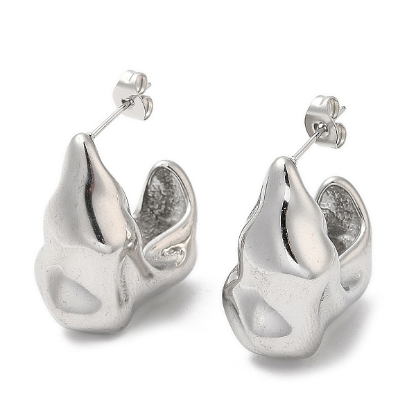 PandaHall 304 Stainless Steel Twist Stud Earrings, Stainless Steel Color, 24x14mm 304 Stainless Steel Twist