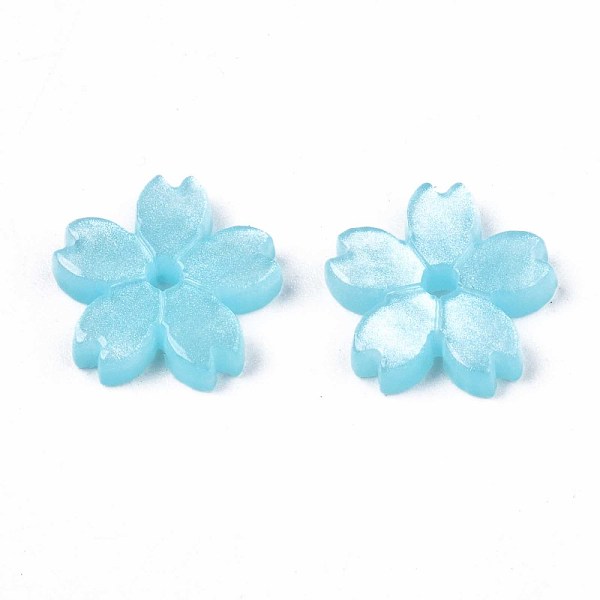 

PandaHall Opaque Acrylic Beads, Sakura, Cyan, 10.5x11x2mm, Hole: 1.2mm Acrylic Flower Cyan