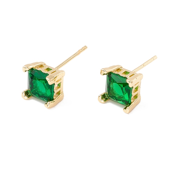 

PandaHall Green Cubic Zirconia Square Stud Earrings, Brass Jewelry for Women, Lead Free & Cadmium Free, Real 18K Gold Plated, 7.5x7.5mm, Pin...
