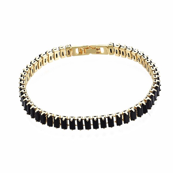 

PandaHall Cubic Zirconia Classic Tennis Bracelet, Real 18K Gold Plated Brass Cubic Zirconia Link Chain Bracelet for Women, Nickel Free..., Black