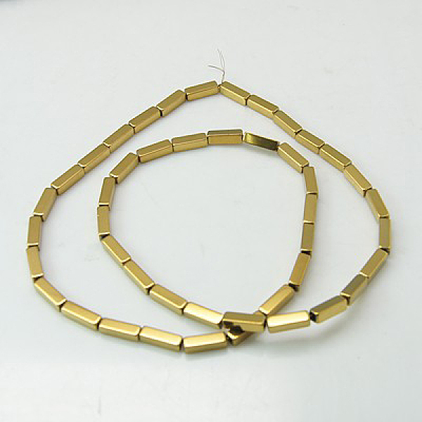 

PandaHall Non-Magnetic Synthetic Hematite Beads Strands, Golden Plated, 9x3x3mm, Hole: 1mm Non-magnetic Hematite Cuboid Gold