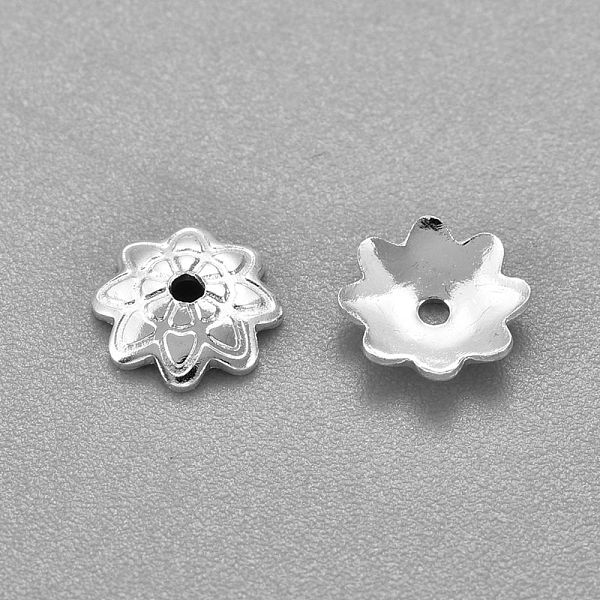 

PandaHall 201 Stainless Steel Bead Caps, Flower, Multi-Petal, Silver, 7x1.5mm, Hole: 1mm 201 Stainless Steel
