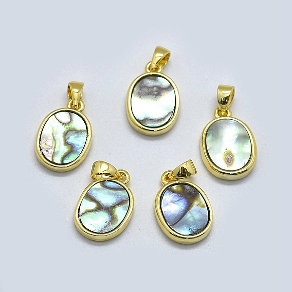 

PandaHall Shell Pendants, with Golden Tone Brass Finding, Oval, Light Cyan, 14.5x9.5x2.5mm, Hole: 2.5x3.5mm Shell Oval