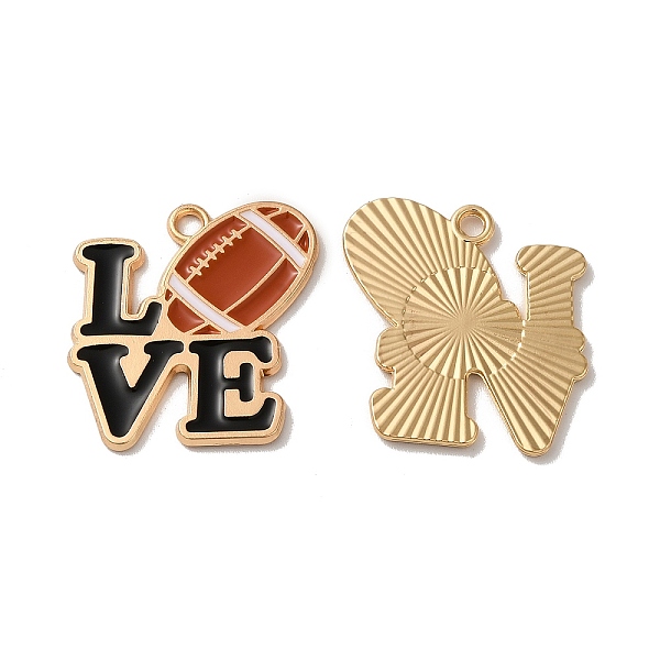 

PandaHall Alloy Enamel Pendants, Cadmium Free & Nickel Free & Lead Free, Light Gold, Word LOVE with Rugby Charm, Black, 23.5x22.5x1.5mm...