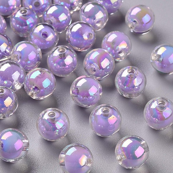 

PandaHall Transparent Acrylic Beads, Bead in Bead, AB Color, Round, Lilac, 11.5x11mm, Hole: 2mm Acrylic Round Purple