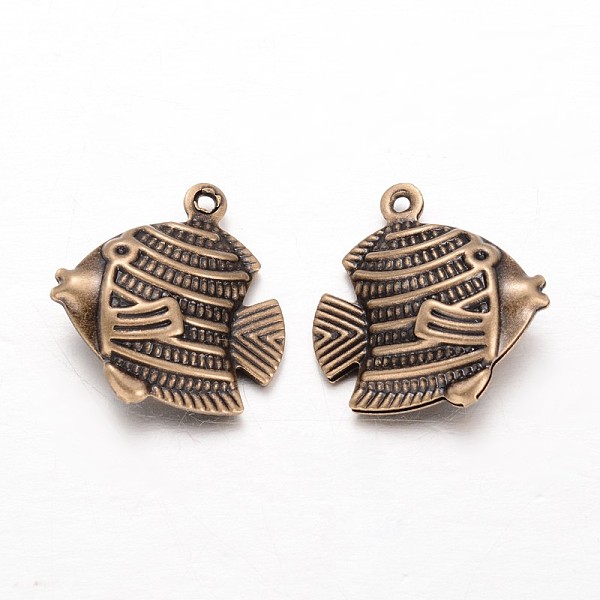 

PandaHall Fish Brass Pendants, Antique Bronze, 17x17x5mm, Hole: 1mm Brass Fish