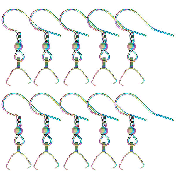 

PandaHall Beebeecraft 1 Box 50Pcs Ear Wire Hooks 304 Stainless Steel Rainbow Color French Earring Hook with Ice Pick Pinch Bails for Women...
