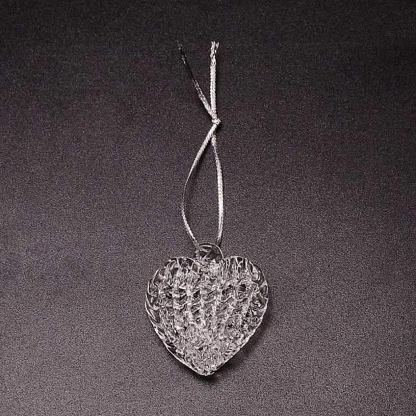 

PandaHall Brushed Style Heart Glass Pendant, with Polyester Metallic Cord, Clear, 130mm Glass Heart Clear