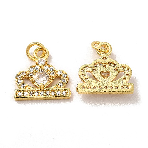 

PandaHall Rack Plating Brass & Cubic Zirconia Charms, with Jump Ring, Lead Free & Cadmium Free, Long-Lasting Plated, Crown Charm, Real 18K..., Clear
