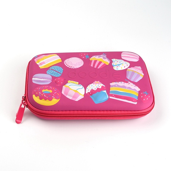 

PandaHall Polyester Pencil Case, Pen Holder Storage Bag, Rectangle with Dessert Pattern, Medium Violet Red, 224x152x51.5mm Polyester Food