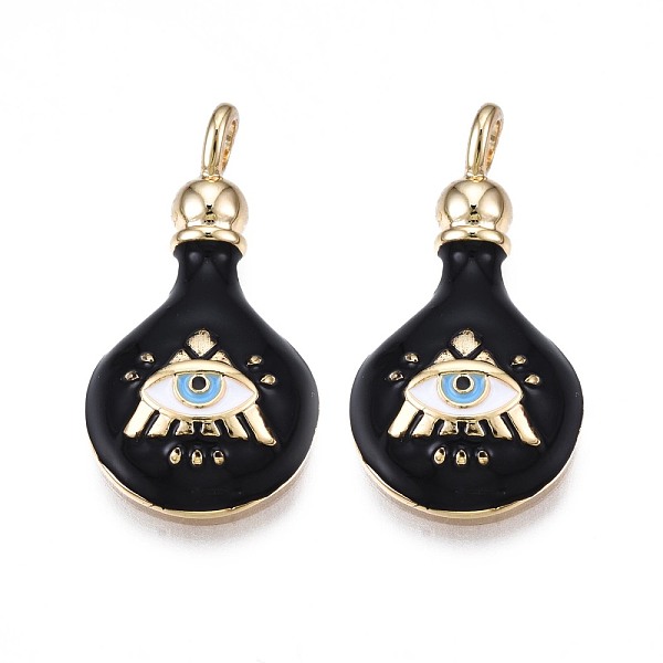 

PandaHall Brass Enamel Pendants, Nickel Free, Real 18K Gold Plated, Bottle, Black, 25x13x5mm, Hole: 2.5x3.5mm Brass+Cubic Zirconia+Enamel...