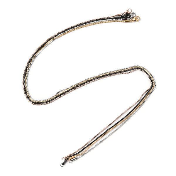 

PandaHall 304 Stainless Steel Box Chain Necklace for Men Women, Mixed Color, 17.32~17.52 inch(44~44.5cm) 304 Stainless Steel