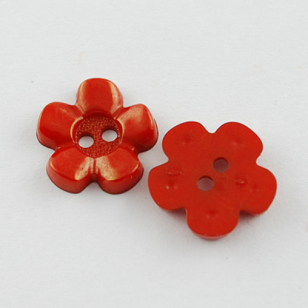 

PandaHall Acrylic Buttons, 2-Hole, Dyed, Flower, Red, 15x15x3mm, Hole: 2mm Acrylic Flower Red