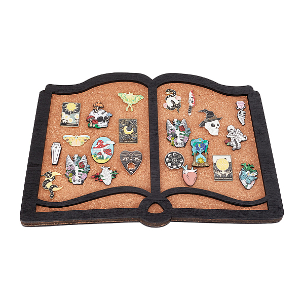 

PandaHall Cork Board Display Decorations, for Brooch Pin Display Organizer, with Alloy Finding, Book Pattern, 180x280x20mm Cork Book