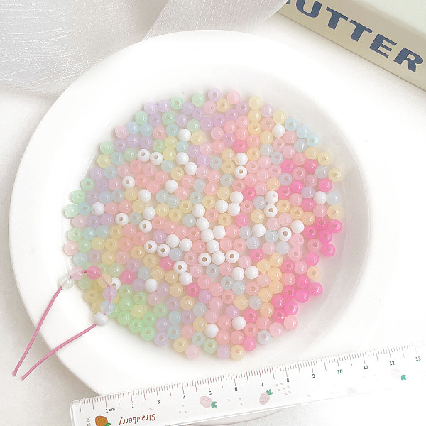

PandaHall Opaque Acrylic Beads, Round, Mixed Color, 5.7~5.8x5.9mm, Hole: 2mm, 4350pcs/500g Acrylic Round Multicolor
