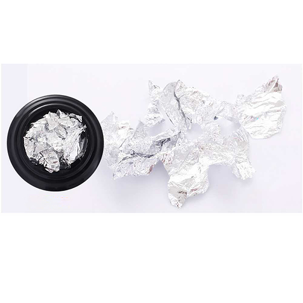

PandaHall Double Foil Nail Art Stickers Decals, Self-adhesive, For Nail Tips Decorations, Silver, Box: 4x1.35cm Tin Foil Others Silver