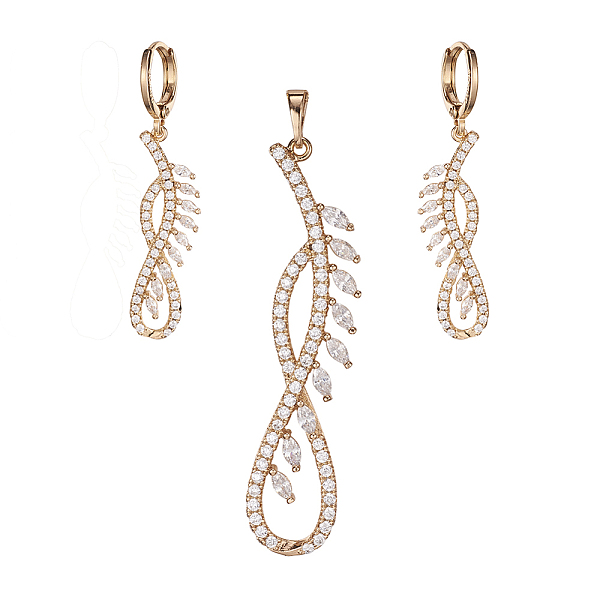 

PandaHall Golden Plated Brass Rhinestone Dangle Earrings &Pendant Sets, Infinity, Crystal, 51x11x4mm, 43mm, Pin: 1mm Brass Infinity Clear
