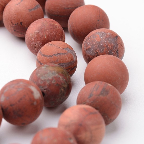 

PandaHall Frosted Round Natural Red Jasper Bead Strands, 10mm, hole: 1mm, about 38~39pcs/strand, 15 inch Red Jasper Round