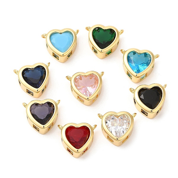 

PandaHall Real 18K Gold Plated Brass Heart Charms, with Glass, Lead Free & Cadmium Free, Mixed Color, 13x15x7mm, Hole: 1.6mm Brass+Glass..., Multicolor