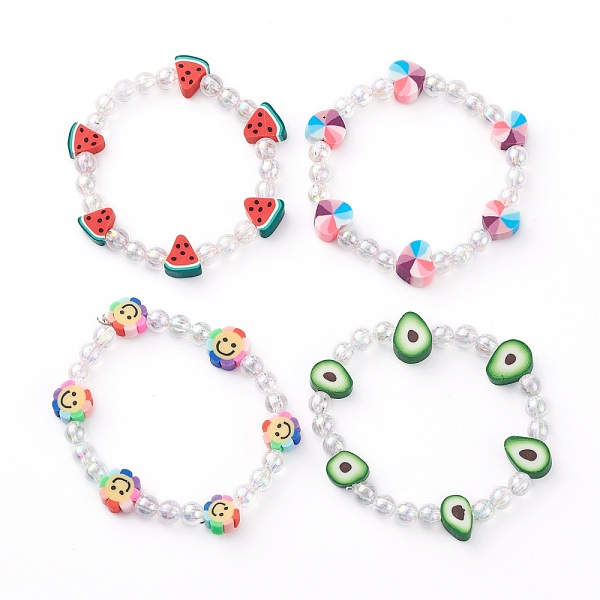 

PandaHall Stretch Kids Bracelets, with Transparent Acrylic and Fruit & Heart & Sunflowers Polymer Clay Beads, Mixed Color, Inner Diameter..., Multicolor