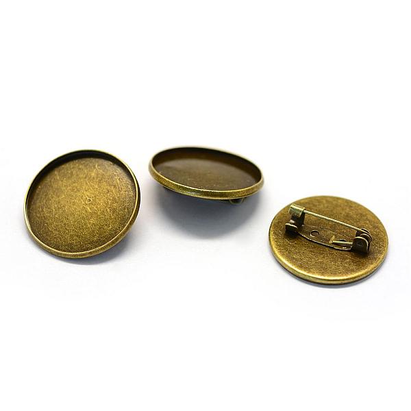 

PandaHall Iron Safety Brooch Findings, Flat Round, Antique Bronze, Tray: 25mm, 27x7mm Iron