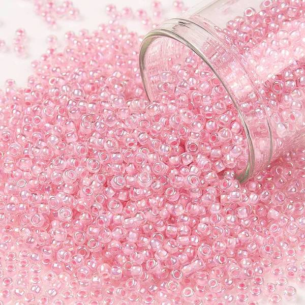 

PandaHall TOHO Round Seed Beads, Japanese Seed Beads, (780) Inside Color AB Crystal/Bubblegum Lined, 11/0, 2.2mm, Hole: 0.8mm, about...