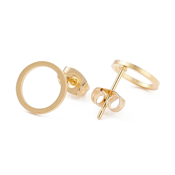 

PandaHall 304 Stainless Steel Stud Earrings, Flat Round, Golden, 10mm, Pin: 0.7mm, 12pair/card 304 Stainless Steel Flat Round