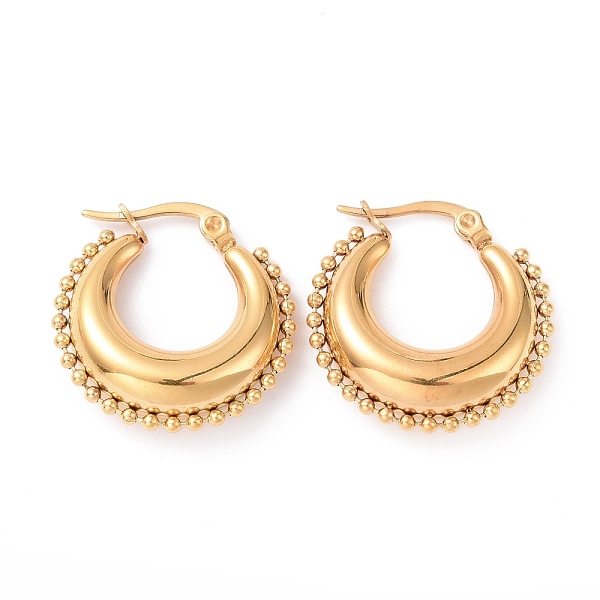 

PandaHall Vacuum Plating 304 Stainless Steel Crescent Moon Hoop Earrings for Women, Golden, 23x23x6.5mm, Pin: 0.8mm 304 Stainless Steel Moon