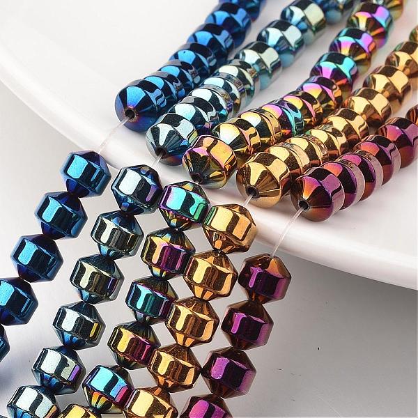

PandaHall Electroplate Non-magnetic Synthetic Hematite Bead Strands, Bicone, Mixed Color, 8x8mm, Hole: 1mm, about 50pcs/strand, 15.7 inch...