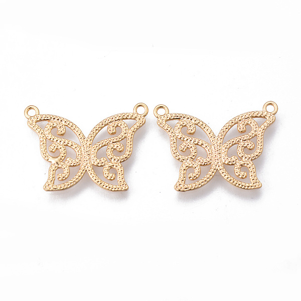

PandaHall Brass Pendants, Nickel Free, Hollow Butterfly, Golden, 18x24x1mm, Hole: 1.4mm Brass Butterfly