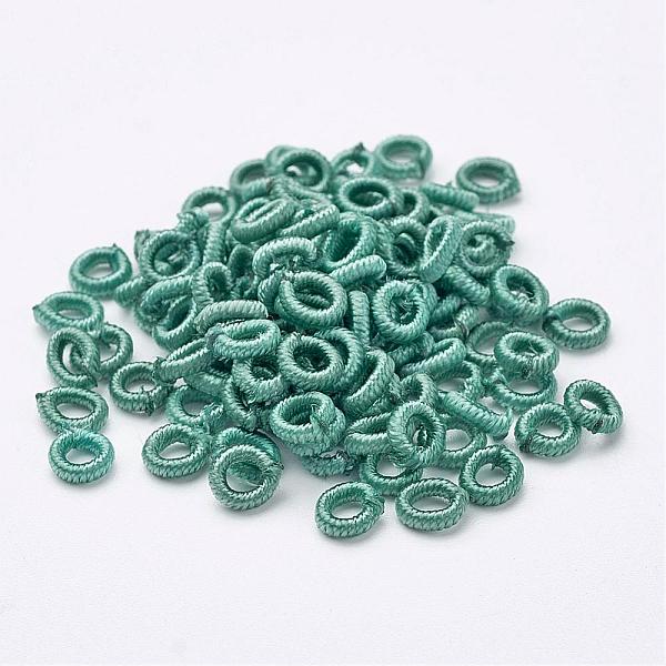 

PandaHall Polyester Weave Beads, Ring, Medium Aquamarine, 6x2mm, Hole: 3mm, about 200pcs/bag Polyester Ring Green