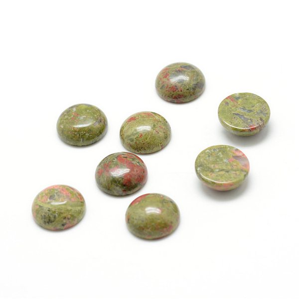 

PandaHall Natural Unakite Gemstone Cabochons, Half Round, 8x4mm Unakite Half Round