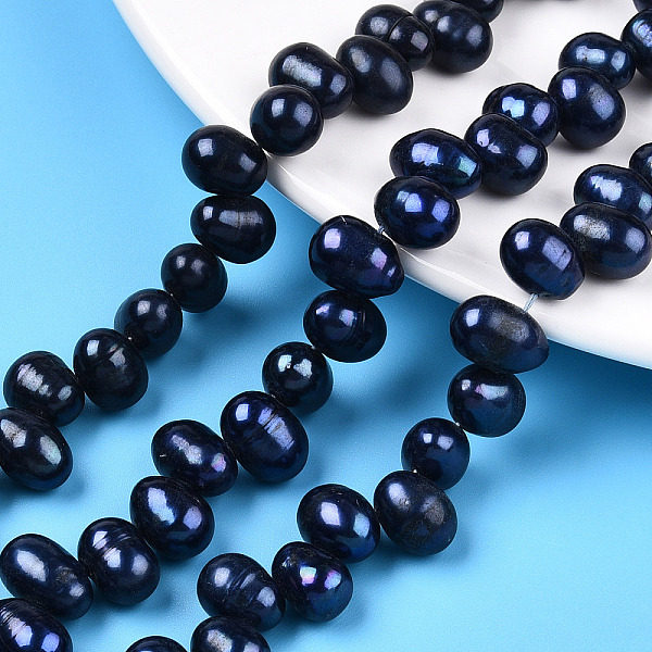 

PandaHall Natural Cultured Freshwater Pearl Beads Strands, Dyed, Potato, Prussian Blue, 8.5~12.5x6~8.5mm, Hole: 0.5mm, about 56~58pcs/strand...