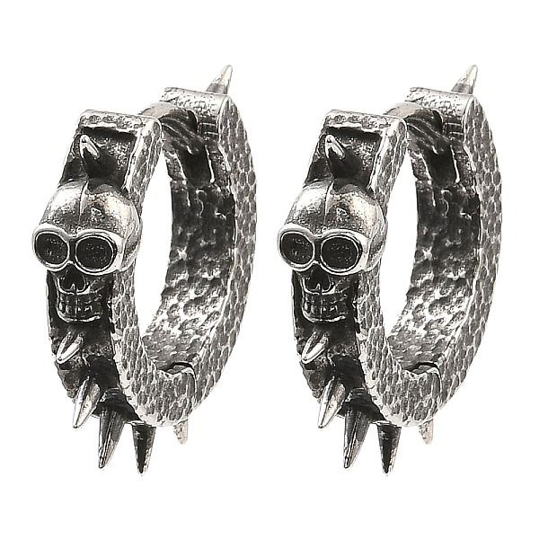 

PandaHall Antique Silver 316 Surgical Stainless Steel Hoop Earrings, Skull, 18x21x4.5mm 316 Surgical Stainless Steel Skull